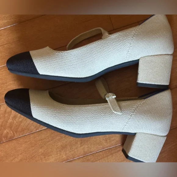 Rothy's Tan and Black Mary Jane’s - Picture 5 of 9